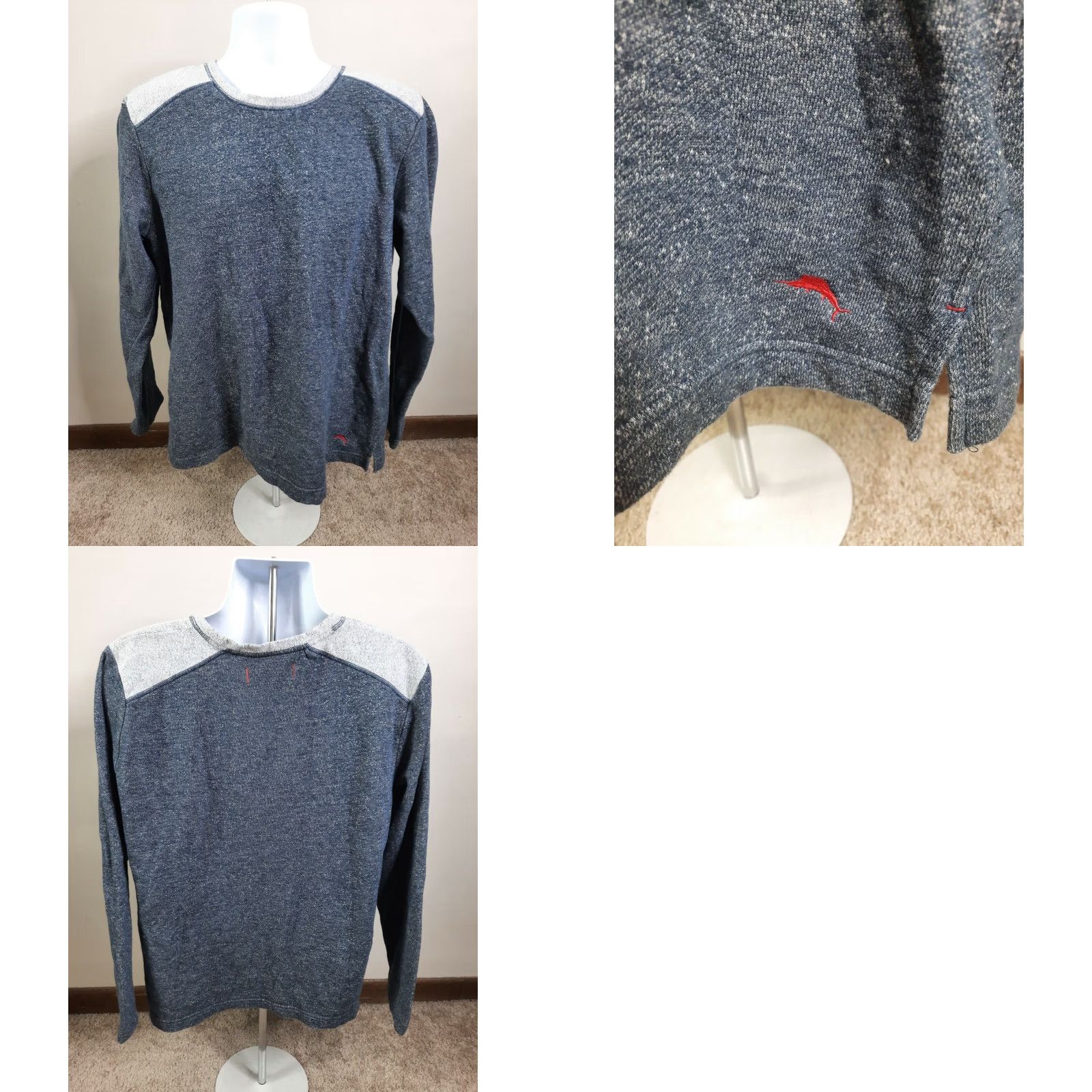 Tommy Bahama Tommy Bahama Cotton Men's Crewneck Sweater Lightweight Blue Large L3S Pullover Knit Crew Neck 100% Cotton Mens Size US L / EU 52-54 / 3 - 8 Thumbnail