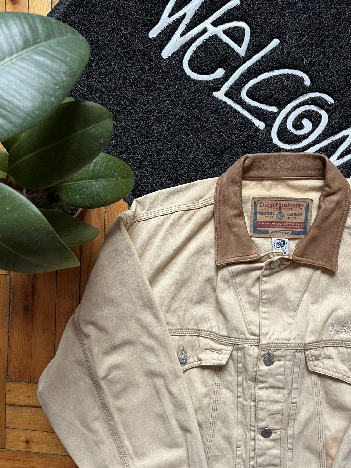 Diesel Vintage Diesel Streetwear Distressed Beige Denim Jacket Size US M / EU 48-50 / 2 - 2 Thumbnail