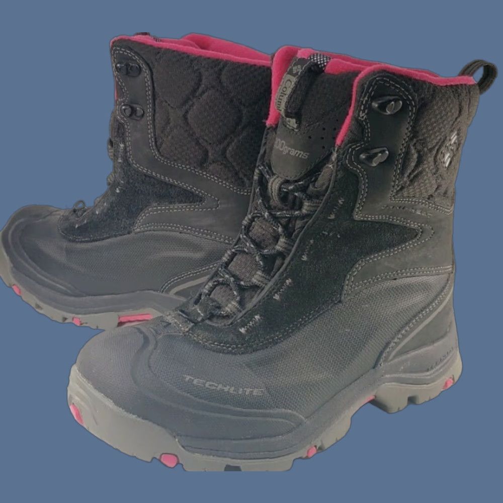 Vintage Columbia Bugaboot Plus Omni Heat Boots Women 7M Black Pink Snow Boot Winter Waterproof 200 Gram BL 1490-010 Size US 6 / IT 36 - 1 Thumbnail
