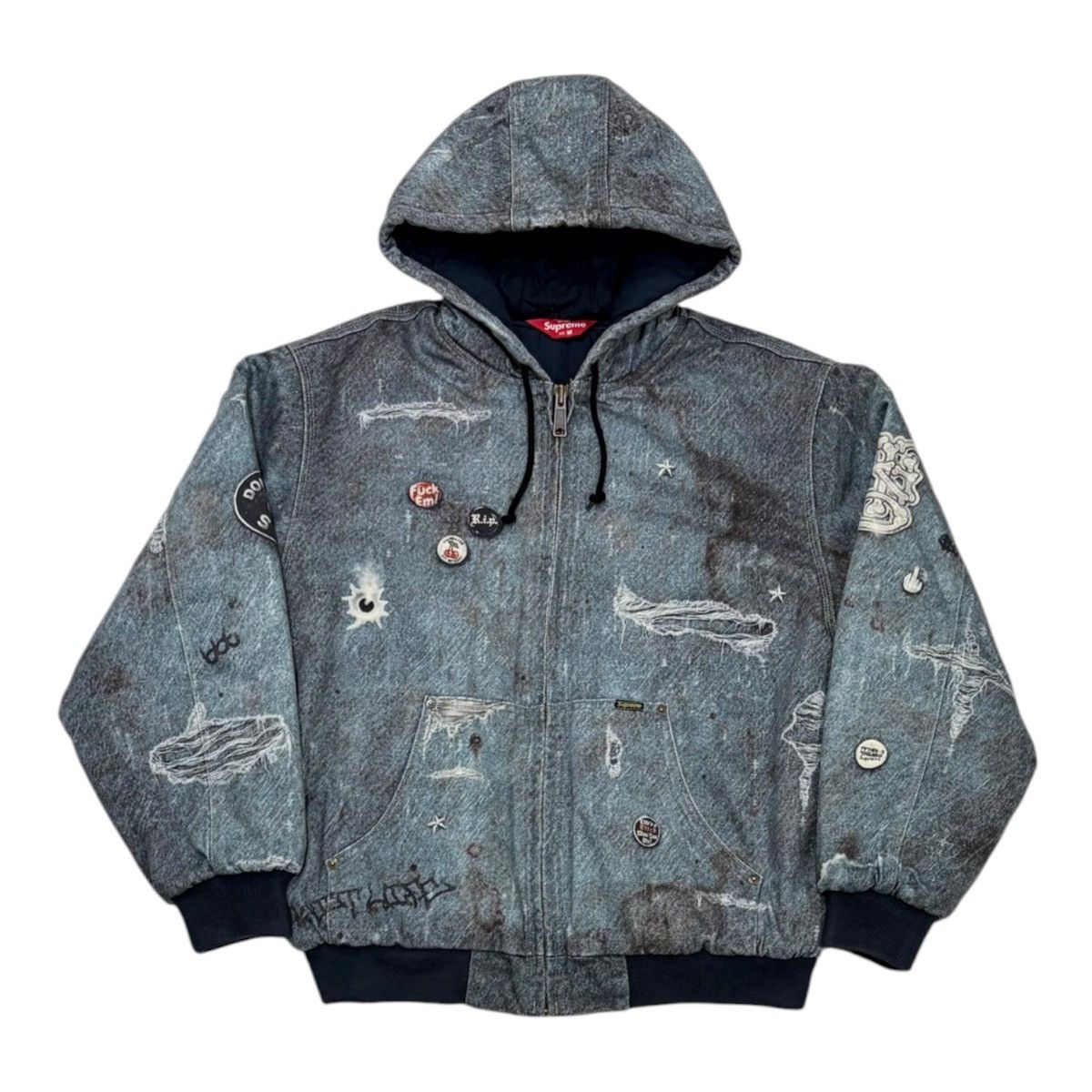 Supreme Supreme Reflective Arc Hooded Work Jacket Denim FW25 | Grailed
