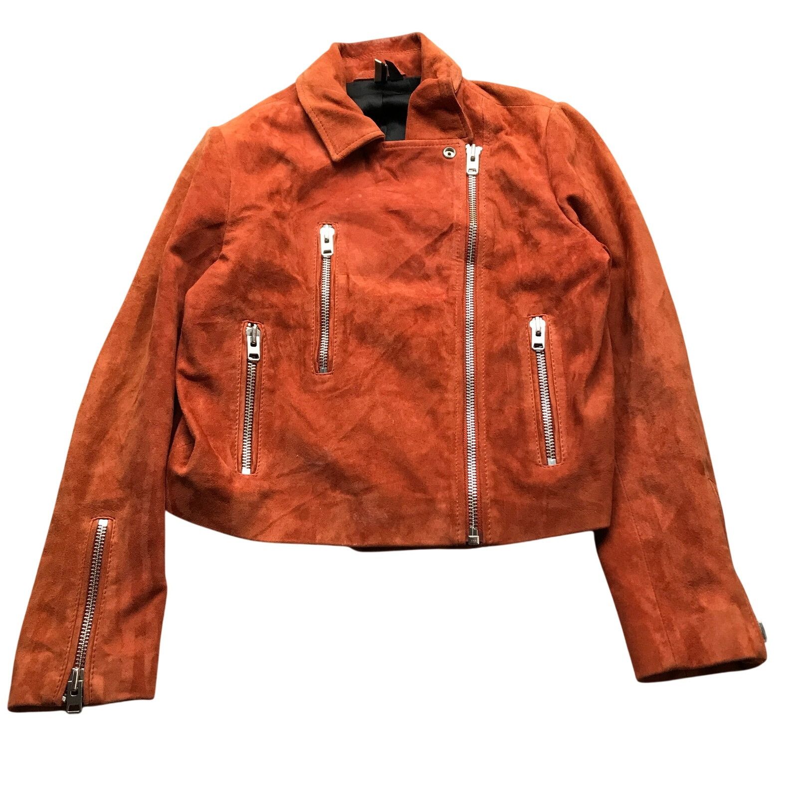 Topshop Topshop Suede Leather Biker Moto Jacket Womens Small Orange Size S / US 4 / IT 40 - 1 Thumbnail