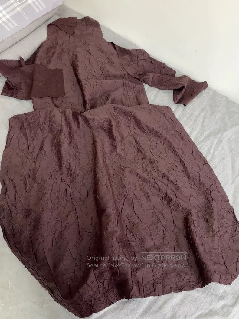 issey miyake brown dress Vintage Issey Miyake 1980s Brown Abstract Dot Long Top or Mini Dress  Modig
