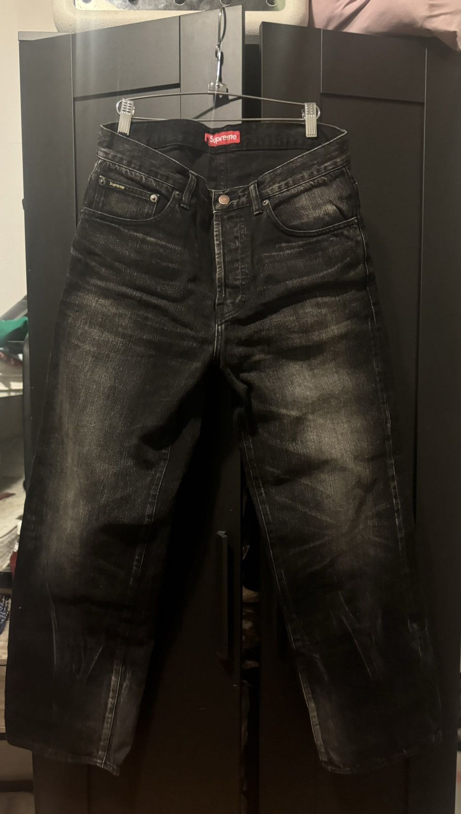 Supreme Distressed loose fit selvedge jean | Grailed