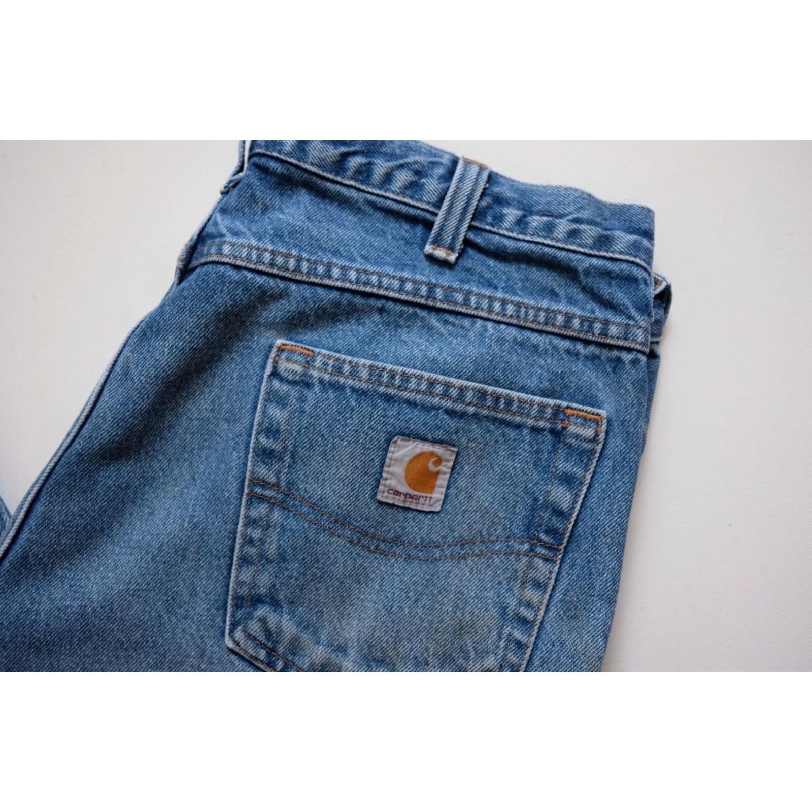Carhartt VINTAGE Carhartt Jeans 34x30 Denim 100% Cotton Blue Distressed Retro Workwear Size US 34 / EU 50 - 4 Thumbnail