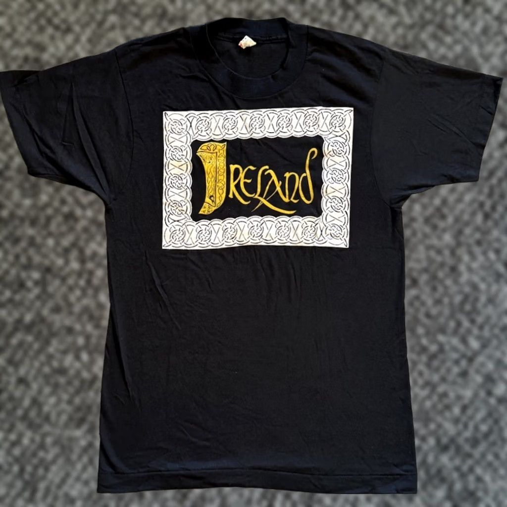 Vintage VINTAGE Ireland Celtic Knot T Shirt Sinn Fein The Troubles Noraid 80s Black Crew Neck Short Sleeve M Men Screen Stars 80s T-Shirt Size US M / EU 48-50 / 2 - 1 Thumbnail