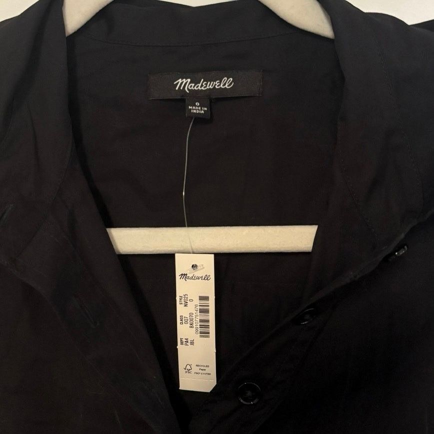 Madewell NWT Madewell Seamed Long-Sleeve Mini Shirtdress Black Size 0 Size XS / US 0-2 / IT 36-38 - 7 Thumbnail
