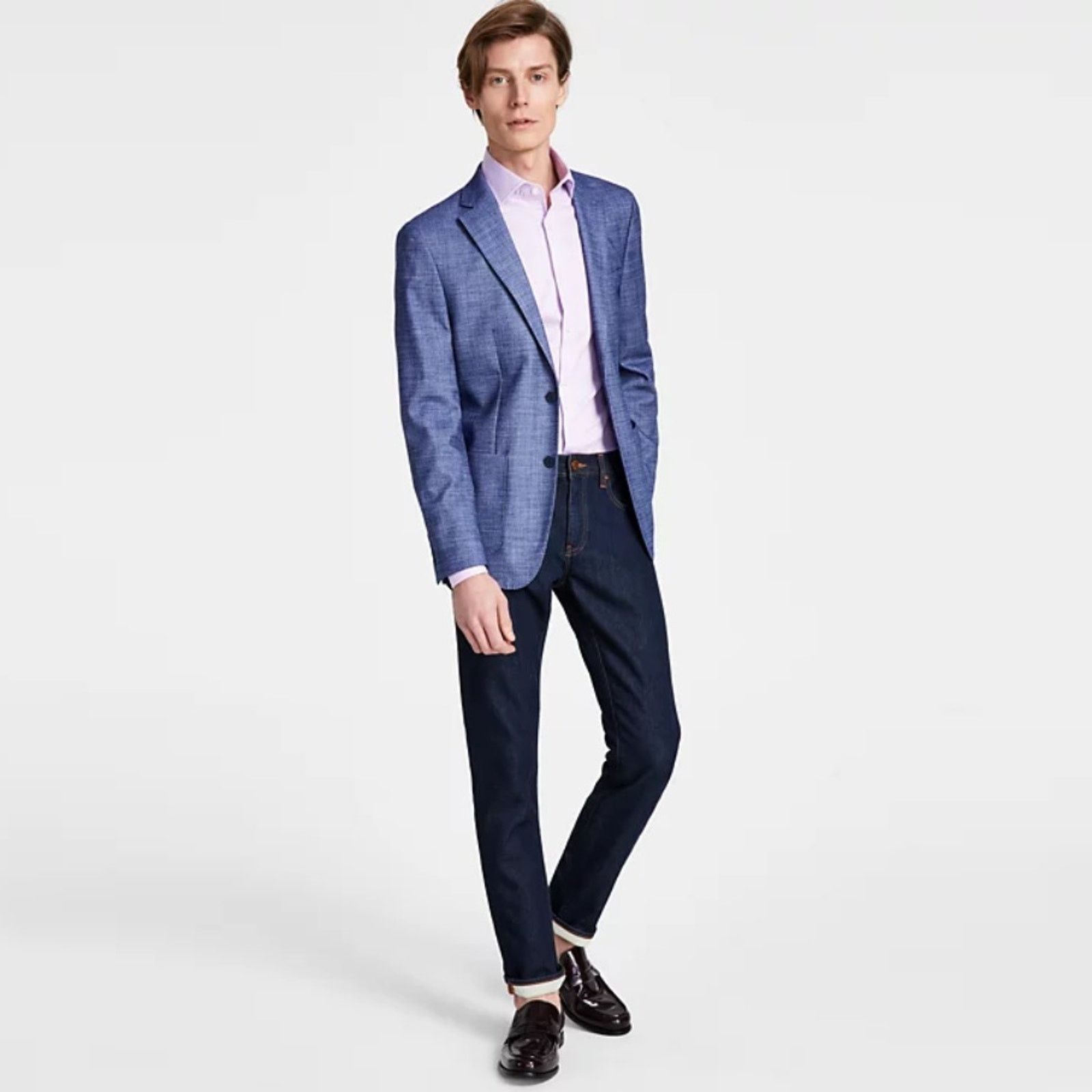 Calvin Klein Calvin Klein Men's Blue Soft Woven Slim Sport Coat Size 38S Size 38S - 1 Thumbnail