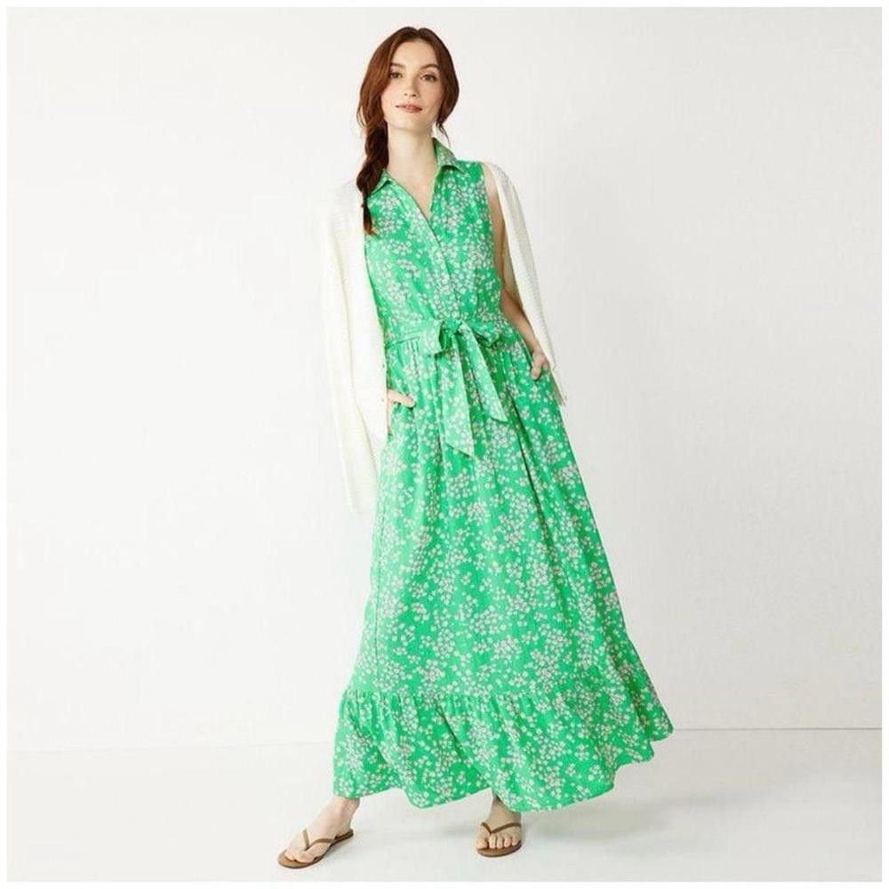 Designer Draper James l RSVP Linen Blend Floral Maxi Dress Medium Size M / US 6-8 / IT 42-44 - 1 Thumbnail
