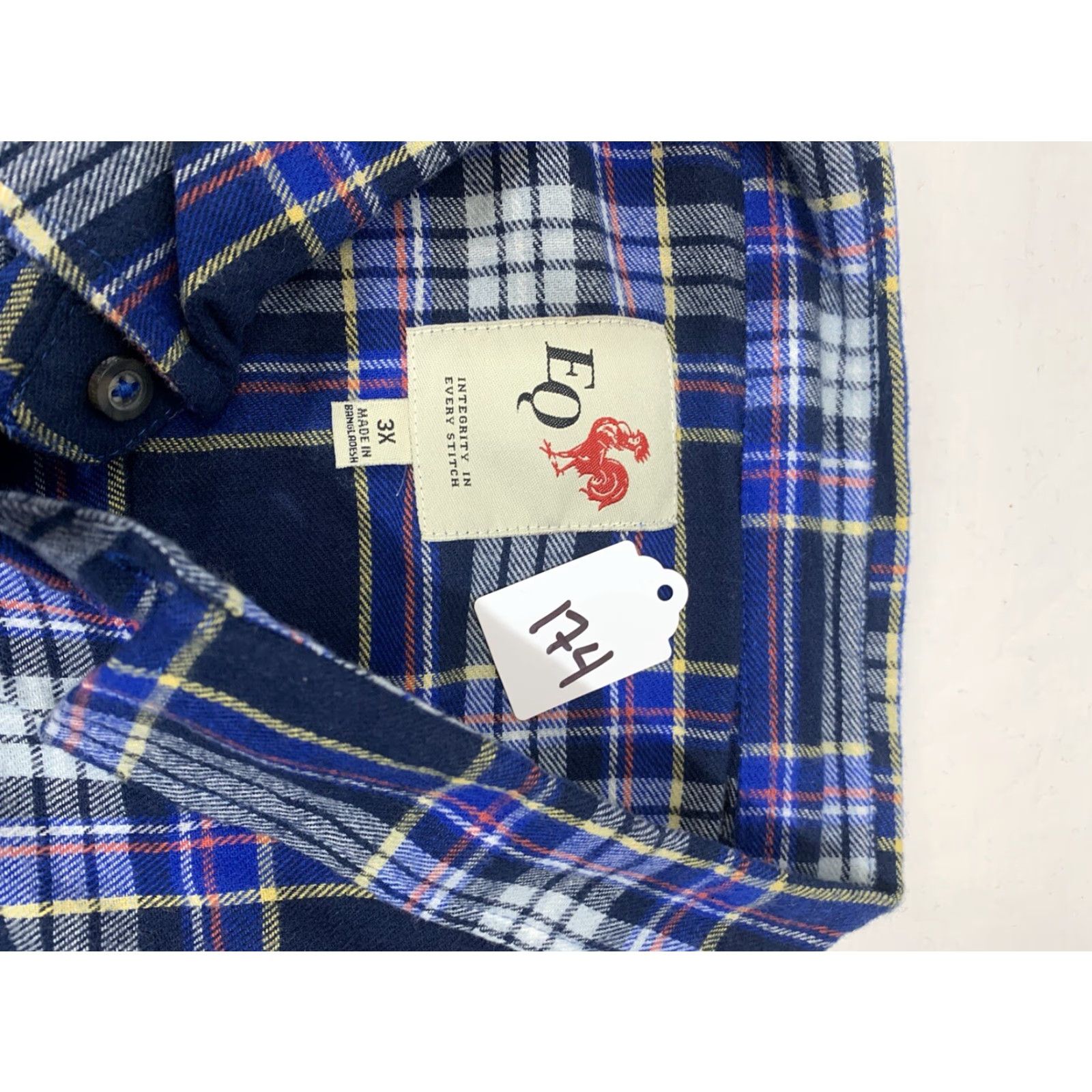 Vintage Eq Equilibrio Mens Button Front Shirt Plaid Long Sleeve 3XL Blue Pocket NWT Size US XXL / EU 58 / 5 - 6 Thumbnail