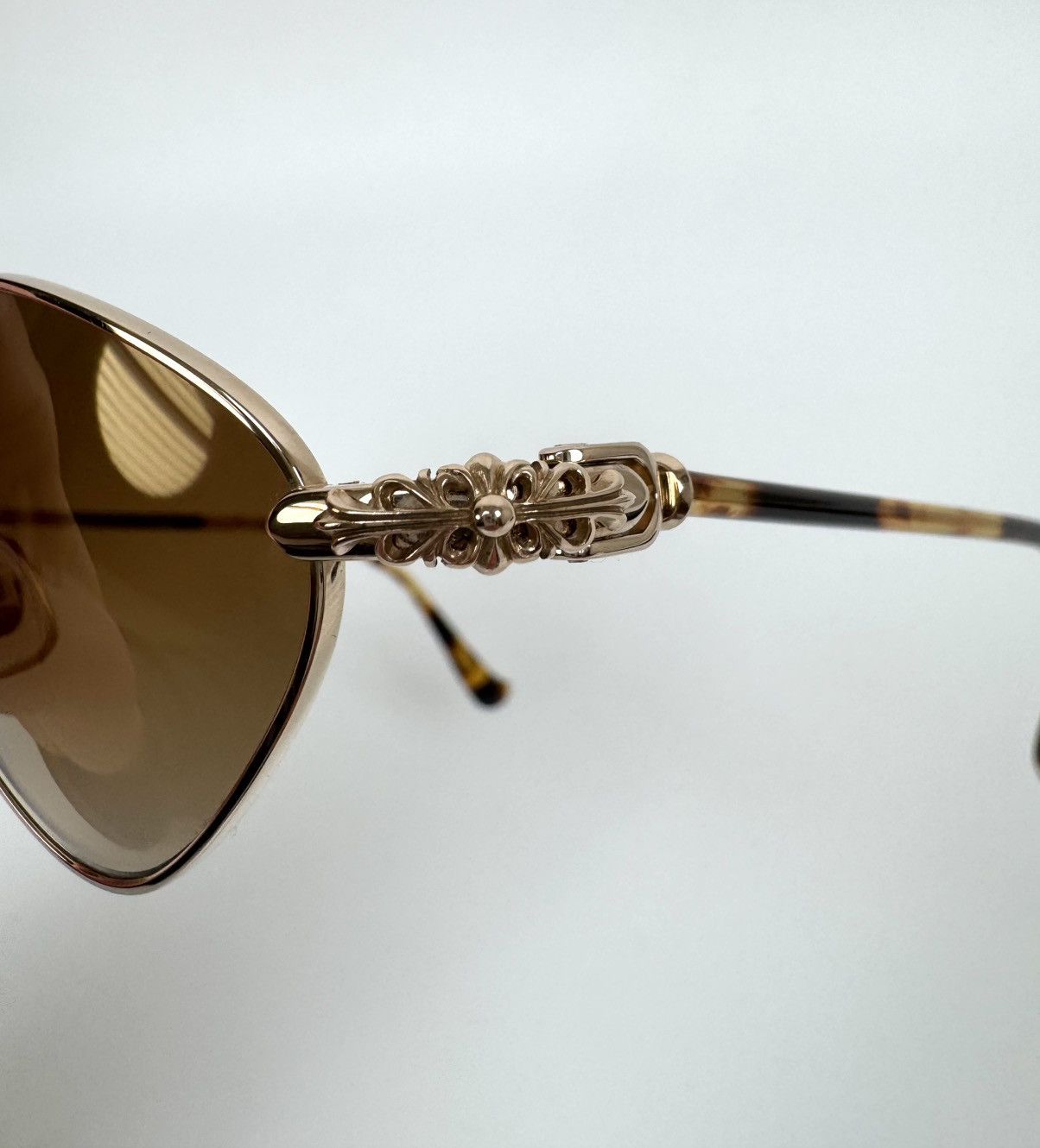 Chrome Hearts Chrome Hearts Diamand Dog Brown-Gold Sunglasses Size ONE SIZE - 10 Thumbnail