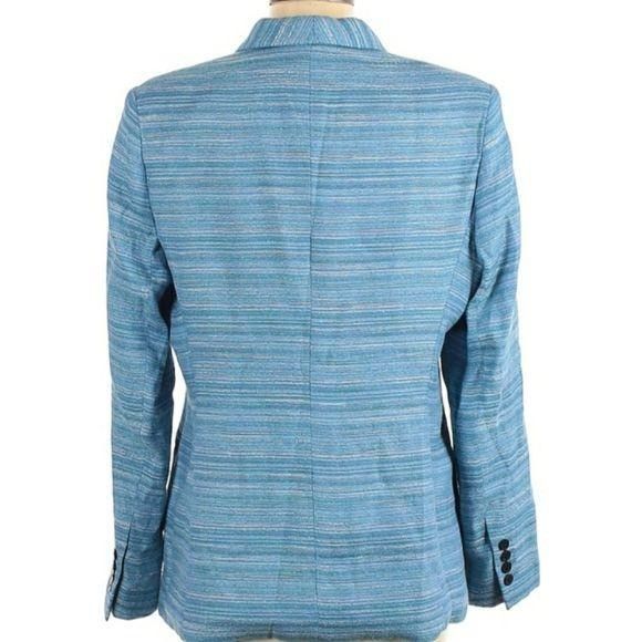 Vtg 80's Nicola Blue Striped Boyfriend Blazer Sz 12 Single B