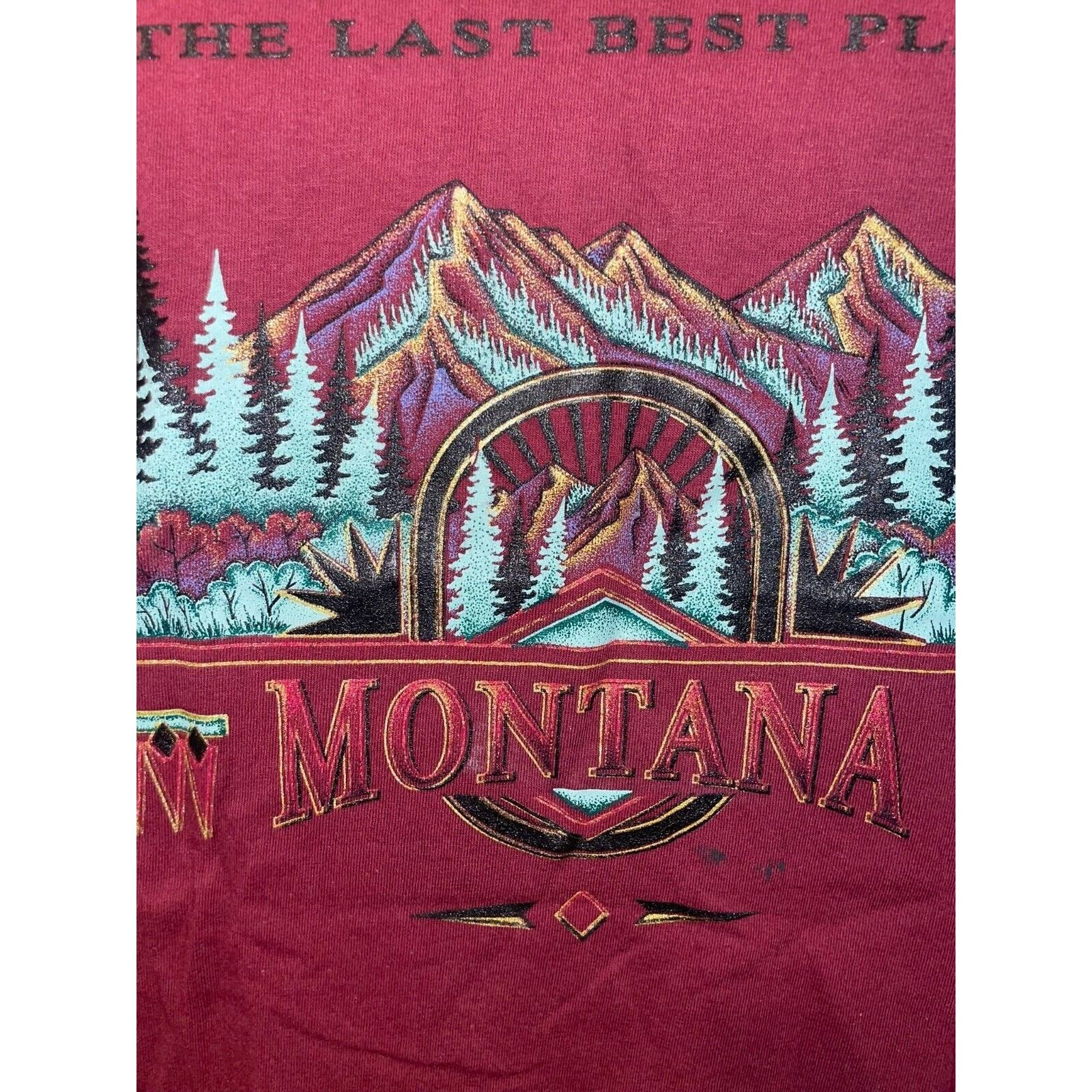 Jerzees Vintage Montana Red Shirt The Last best Place Tee VTG 90s M Size US M / EU 48-50 / 2 - 2 Thumbnail