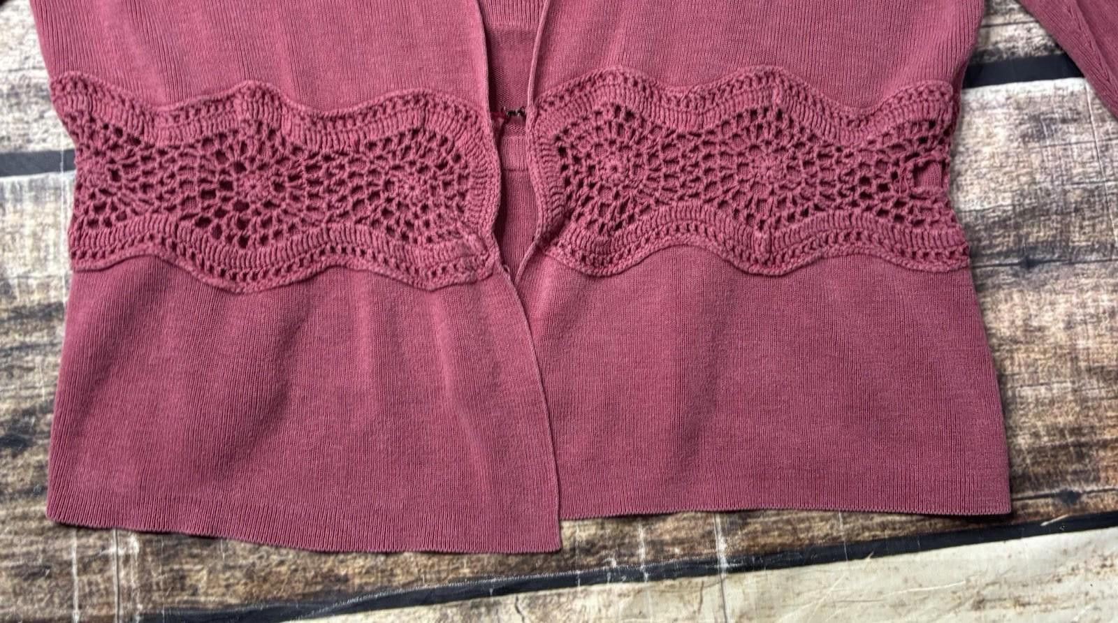 Alfani VTG Alfani Cardigan Sweater Womens MP Silk Open Knit Clasp Size M / US 6-8 / IT 42-44 - 5 Thumbnail