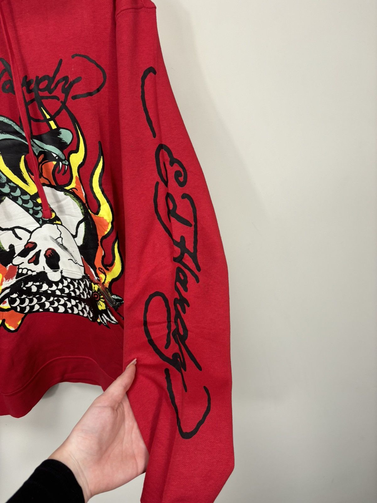 Christian Audigier Ed Hardy Skull In Fire Big Logo Y2K Hype NEW Red Hoodie Size US L / EU 52-54 / 3 - 9 Thumbnail