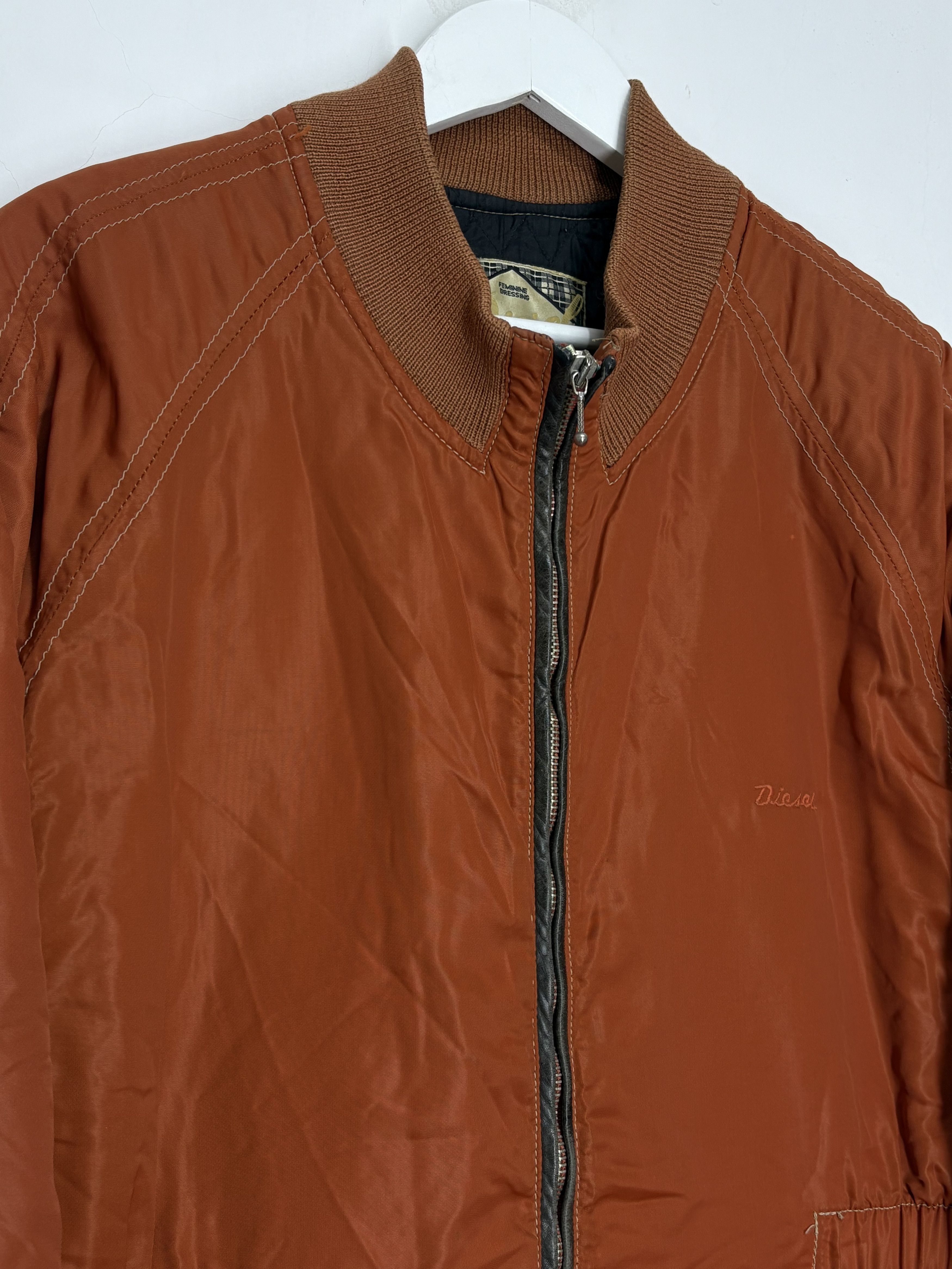 Diesel Diesel 80s Vintage Rare Orange Nylon Bomber Jacket Size US L / EU 52-54 / 3 - 3 Thumbnail