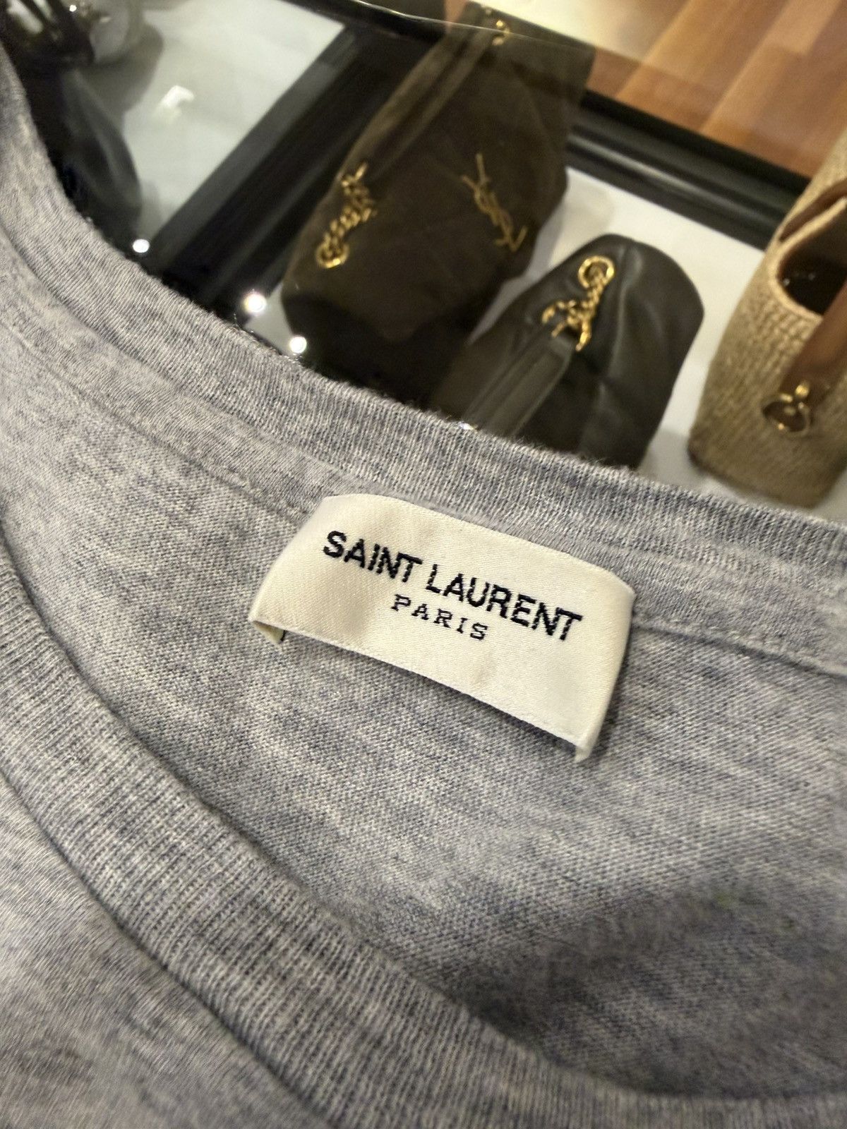 Saint Laurent Paris Saint Laurent Backwards Logo Tee - Grey Size US XXL / EU 58 / 5 - 3 Thumbnail