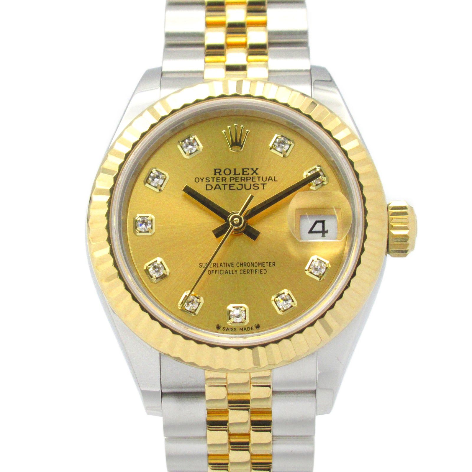 Rolex Datejust 10P Diamond Random Number Women Watch Automatic Winding K18 (Yellow Gold) Stainless Steel Gold Ch/np