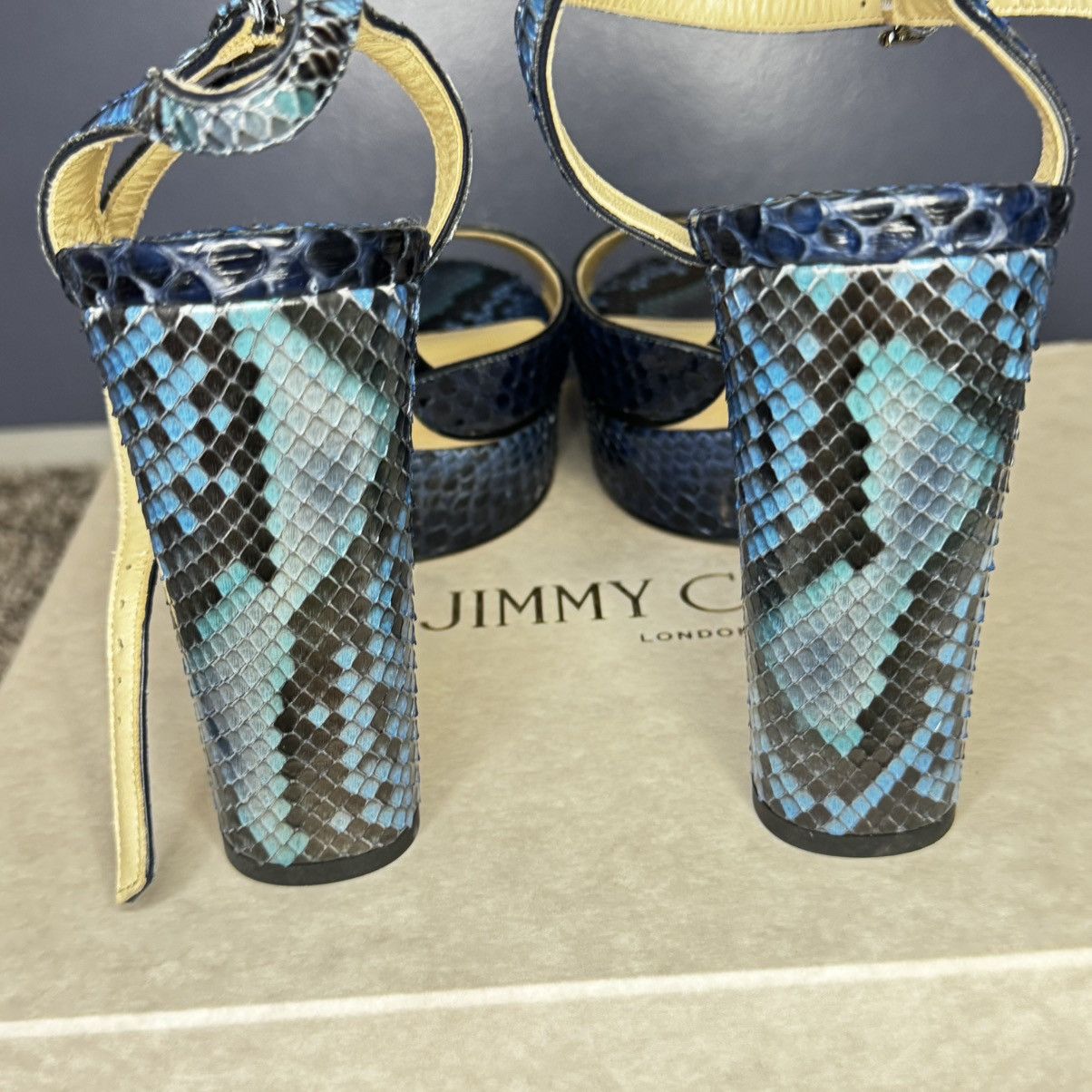 Jimmy Choo Jimmy Choo Peachy 105 – Sky Mix – Size 40 - Painted Python Size US 10 / IT 40 - 4 Thumbnail