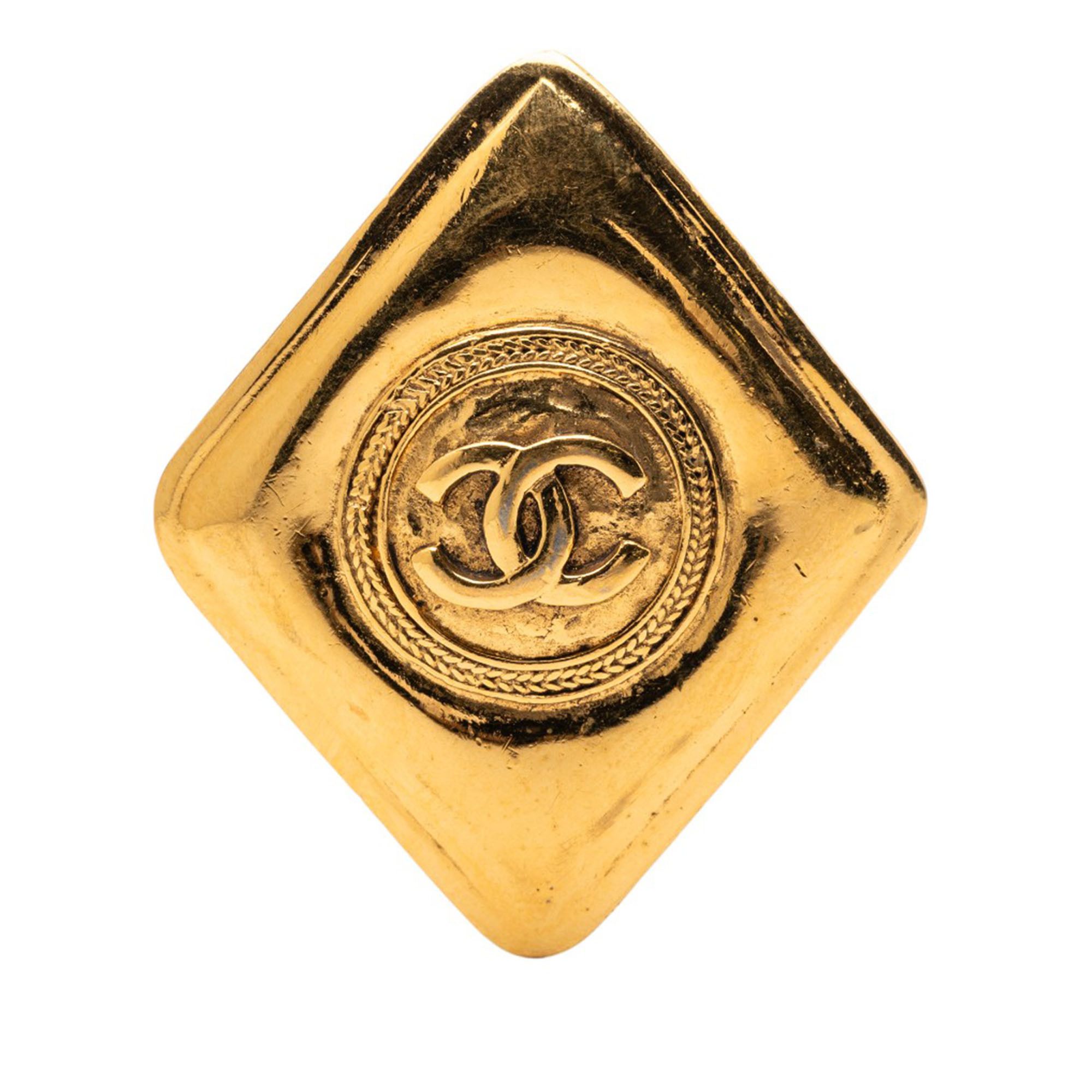 Chanel Chanel Gold Plated CC Rhombus Brooch Size ONE SIZE - 1 Thumbnail