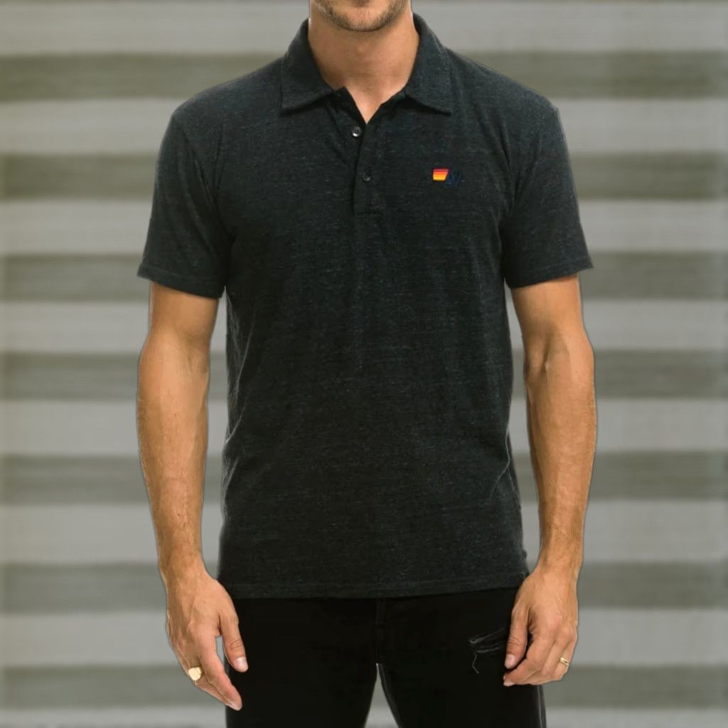 Aviator Nation Aviator Nation Polo Shirt Mens Short Sleeve Logo Charcoal S | Cotton Blend | Button Collar | Solid Size US S / EU 44-46 / 1 - 1 Thumbnail