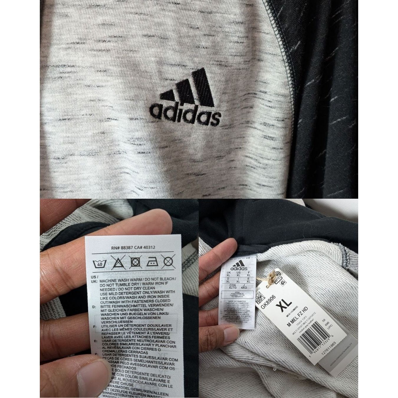 Adidas Adidas Essentials Mélange Small Logo Hoodie Full Zip Jacket Size US XL / EU 56 / 4 - 7 Thumbnail