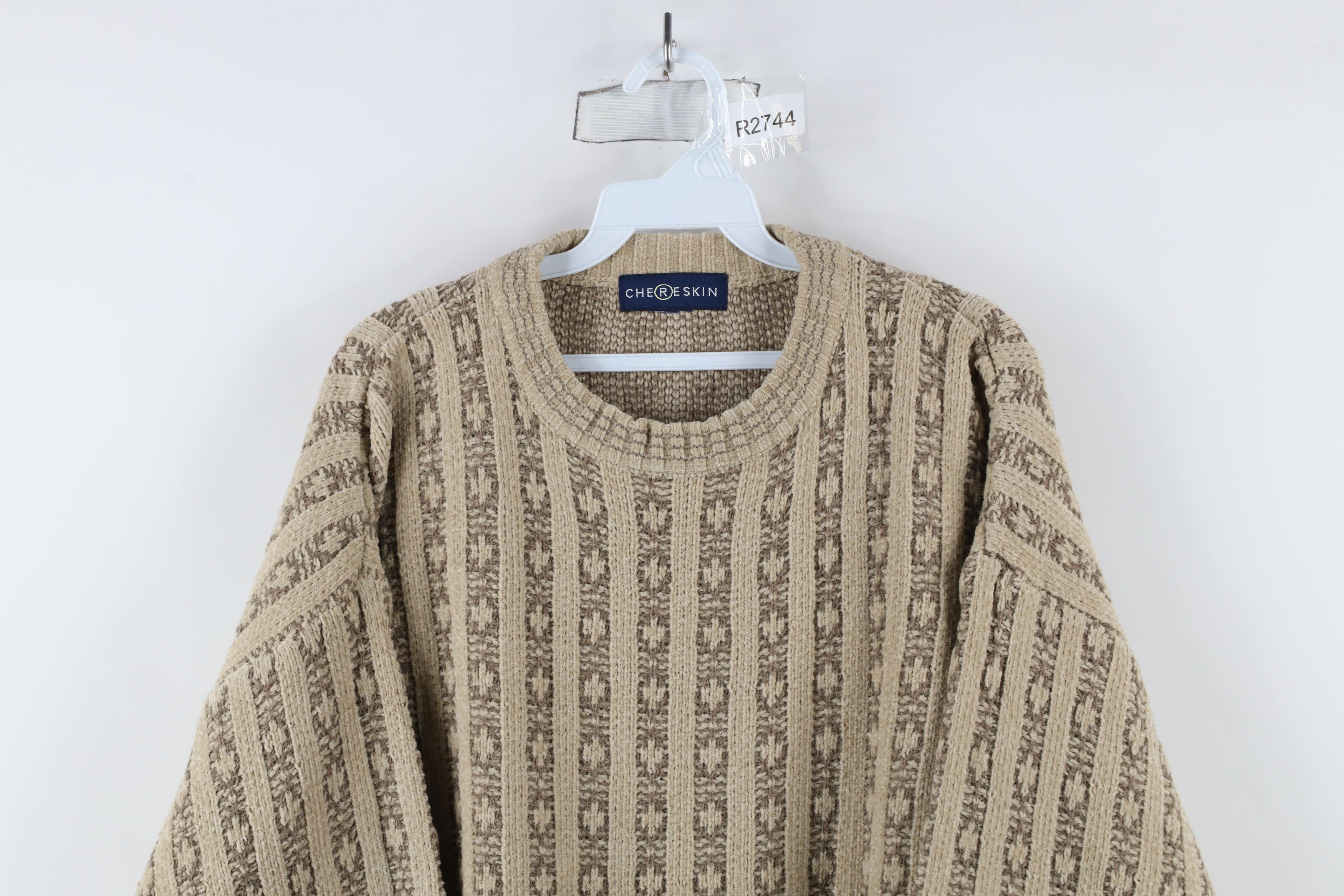 Vintage Vintage 90s Streetwear Knit Fleece Crewneck Sweater Beige Size US XL / EU 56 / 4 - 2 Thumbnail