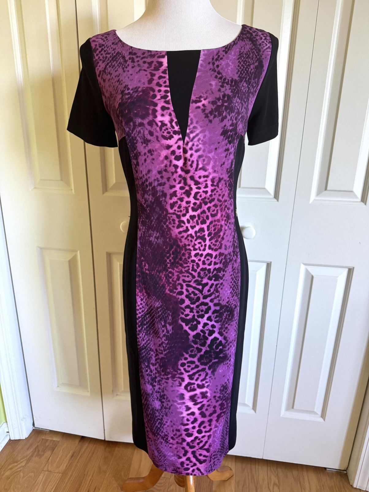 Other ANGELO MARANI Black/Purple Pencil Dress 8/44 Size M / US 6-8 / IT 42-44 - 1 Thumbnail