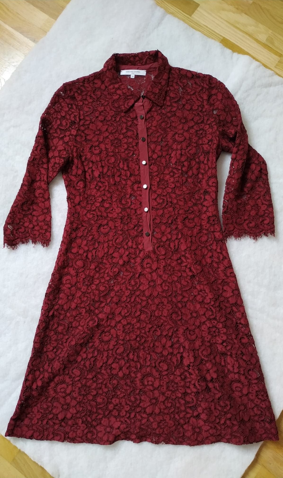 Gerard Darel Gerard Darel burgundy, embroidered dress 38, M Size S / US 4 / IT 40 - 3 Thumbnail