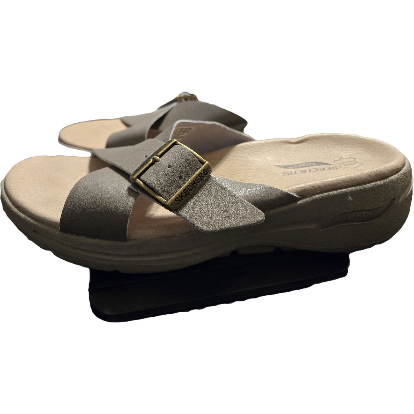 SKECHERS ​Skechers Arch Fit Leather Cross Strap Slide Sandals 8 Size US 8 / IT 38 - 5 Thumbnail