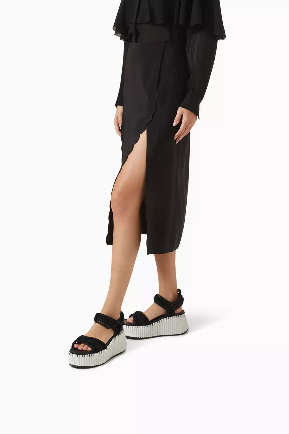 Chloe oc11z0525 Nama Wedge Sandals in Black Size US 8 / IT 38 - 2 Thumbnail