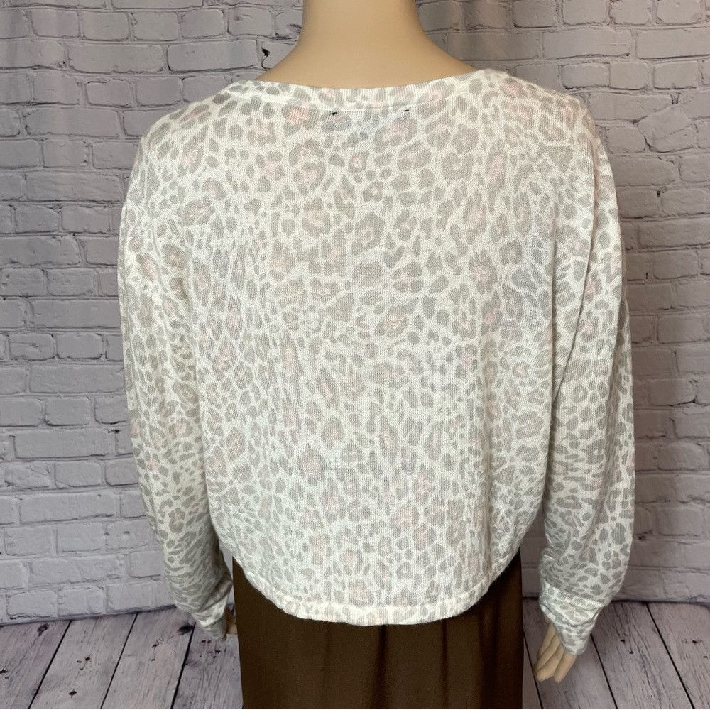 Other Olivaceous Animal Print Long Sleeve Crop Wool Blend Top Swe Size L / US 10 / IT 46 - 5 Thumbnail