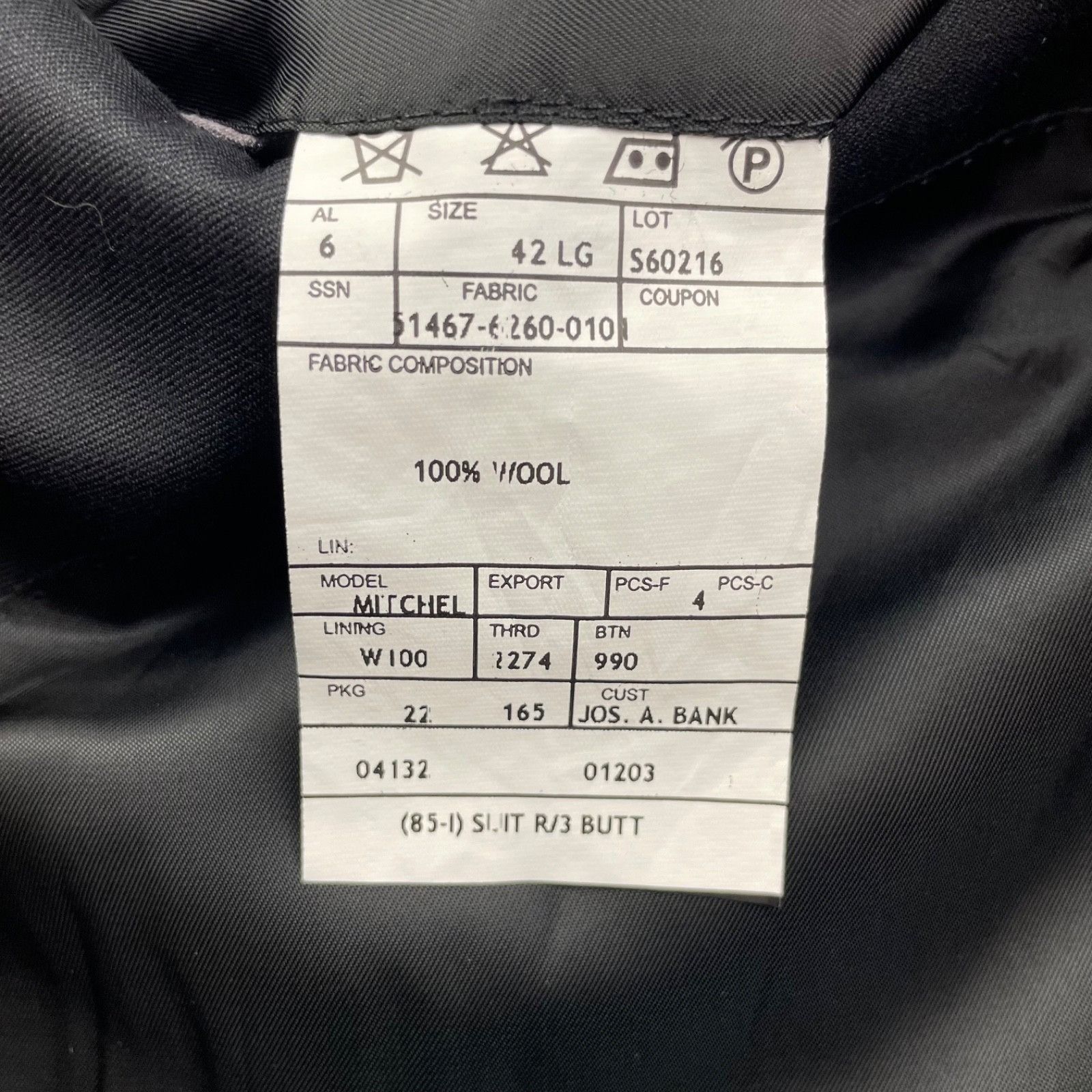 Jos. A. Bank Jos. A. Bank Men’s 100% Wool 3-Button Blazer Jacket Black • Size 42L - 6 Thumbnail