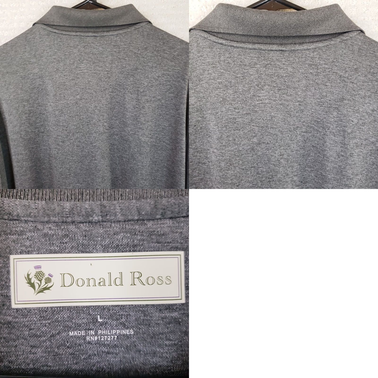 Vintage Donald Ross Long Sleeve Polo Mens L Gray Shirt Regular Fit Embroidered Logo Golf Casual Performance Shirt WSCC Size US L / EU 52-54 / 3 - 8 Thumbnail
