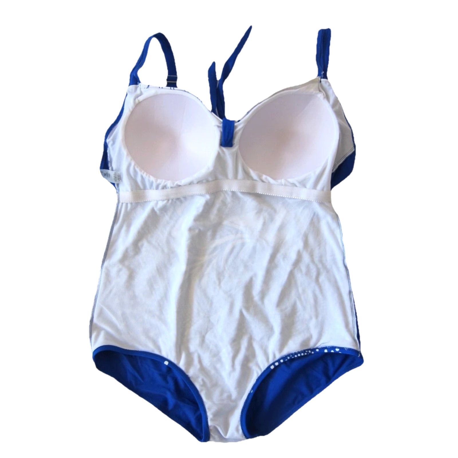 Vintage VINTAGE Cocopear Blue White Floral Wave Polka Dot One Piece Swimsuit Women Size XL Size ONE SIZE - 7 Thumbnail