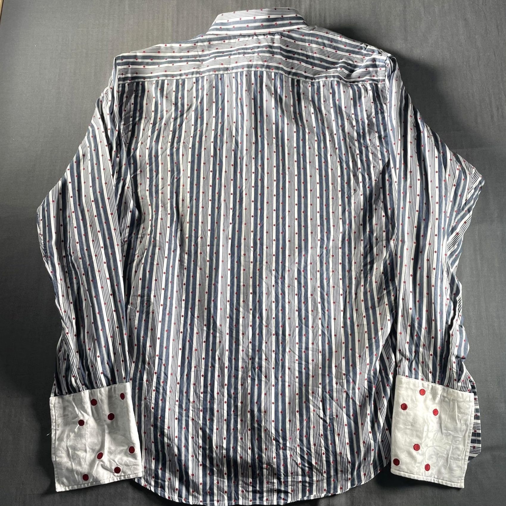 Robert Graham Robert Graham Shirt Mens XL Blue Stripe Red Dot Long Sleeve Button-Up Casual Size US XL / EU 56 / 4 - 7 Thumbnail
