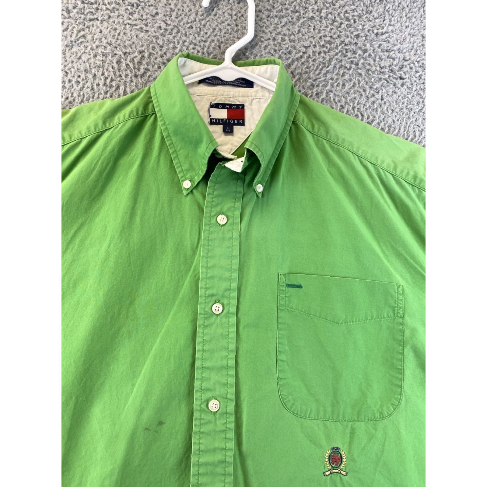Tommy Hilfiger Tommy Hilfiger Dress Shirt Men Long Sleeve Light Green Large Button Down 89-30 Regular Fit Size 42R - 4 Thumbnail