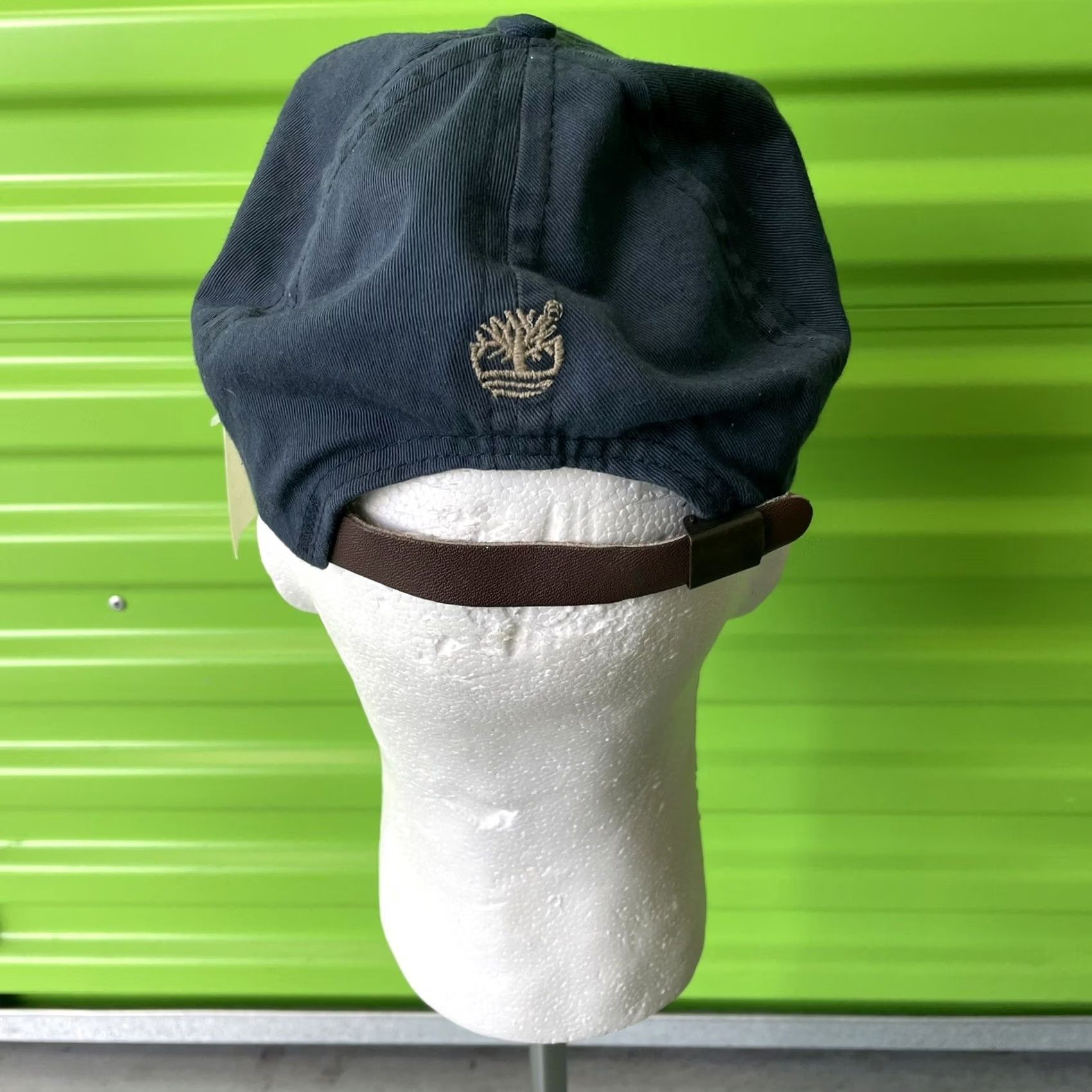 Timberland VINTAGE Timberland Hat Blue Beige Leather Strapback Weather Gear Twill Dad Cap Men's One Size Adjustable Cotton Canvas Baseball Cap 90s Theme Size ONE SIZE - 3 Thumbnail
