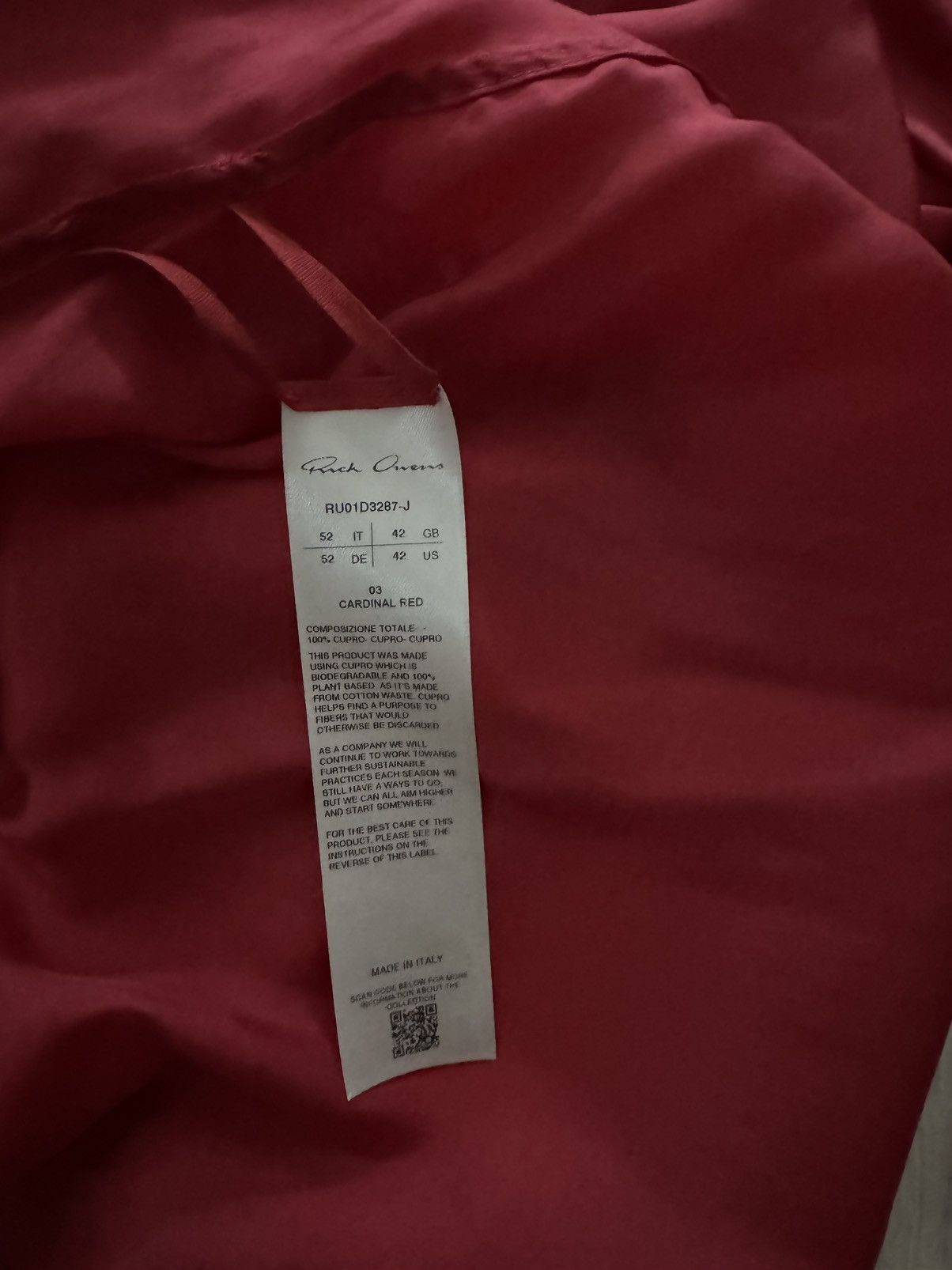 Rick Owens Rick Owens Larry Fog Pocket Shirt 'Cardinal Red' Size US L / EU 52-54 / 3 - 6 Thumbnail