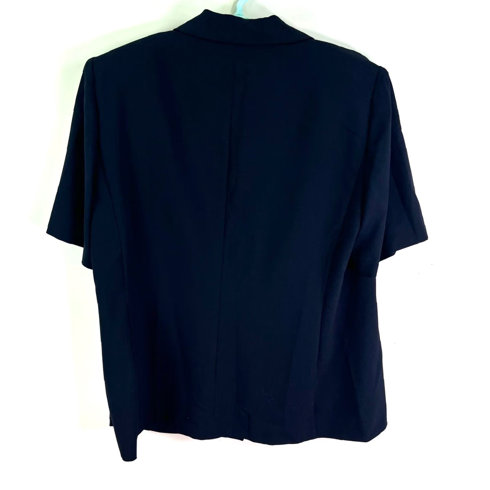 Vintage DANNY & NICOLE Blazer Womens 14W Blue Blazer Jacket Short Sleeve Notch Three-Button Regular Fit Lightweight Lined Solid Blazer Jacket Size 36" / US 14 / IT 50 - 4 Thumbnail
