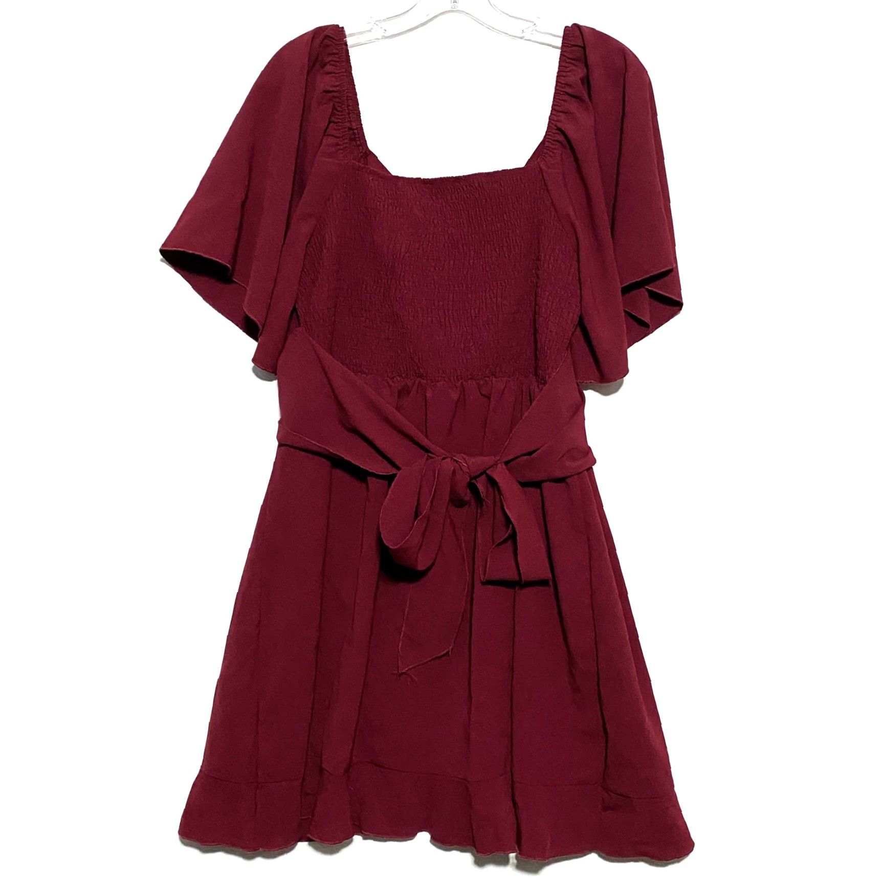 Vintage Dokotoo Red Faux Wrap Dress XL Dress Womens XXL Short Sleeve V-Neck Holiday, Special Occasion, Wedding, Romantic, A-Line, Polyester, Knee Length, Red Size XL / US 12-14 / IT 48-50 - 2 Thumbnail
