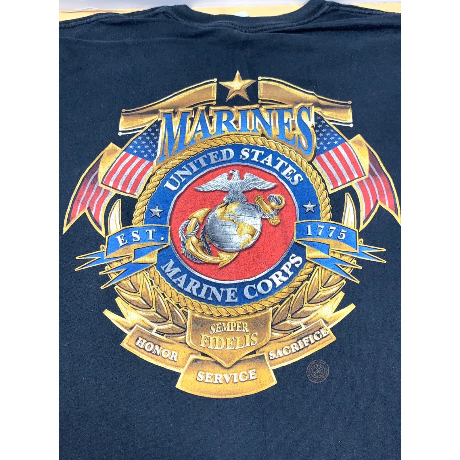 Gildan VINTAGE USMC Semper Fidelis T Shirt Black 3XL Marines USA Military Short Sleeve Crew Neck Gildan 5495 Men Size US XXL / EU 58 / 5 - 2 Thumbnail