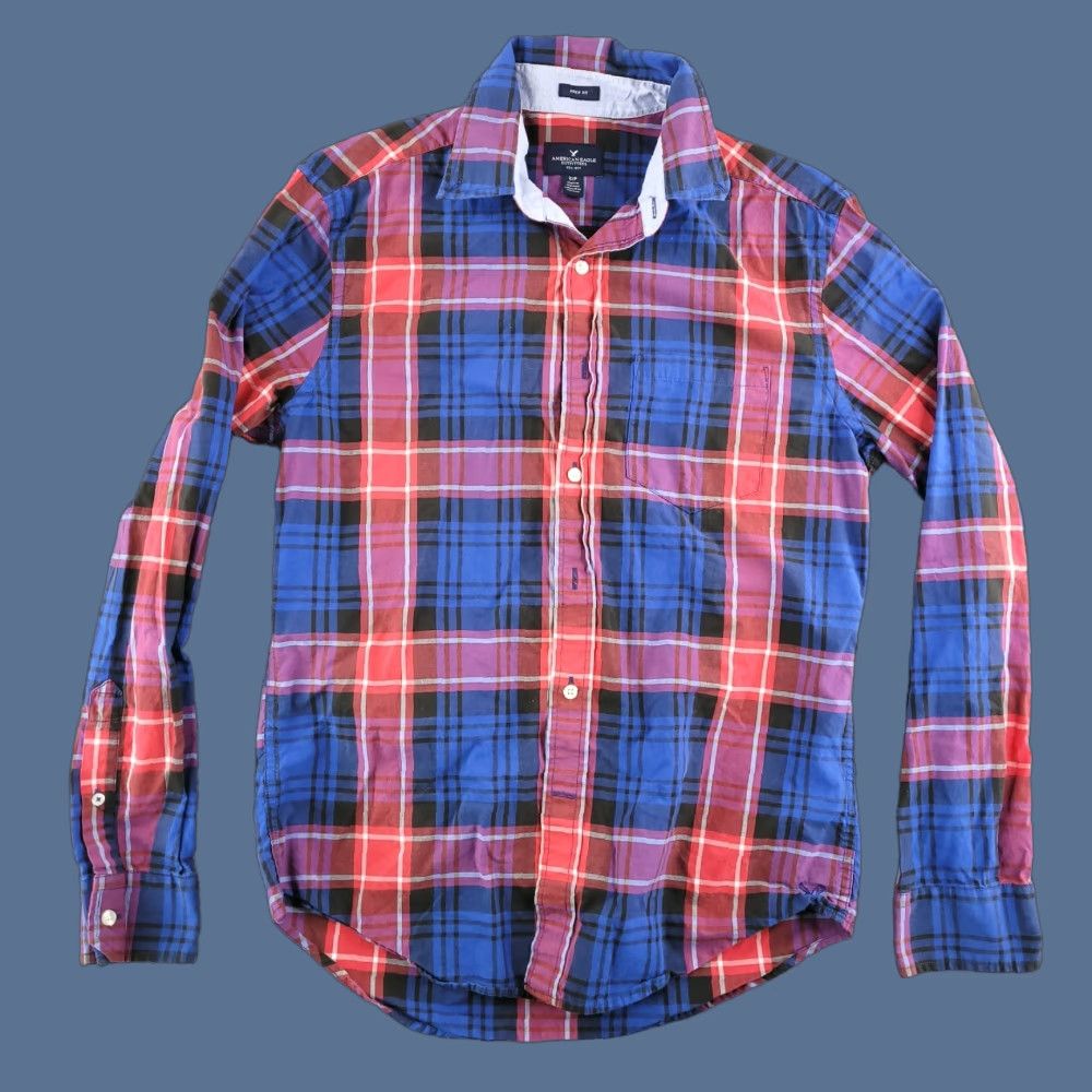 American Eagle Outfitters American Eagle Button-Up Shirt Mens Small Blue Plaid Long Sleeve Casual Preppy Shirt Size US S / EU 44-46 / 1 - 1 Thumbnail