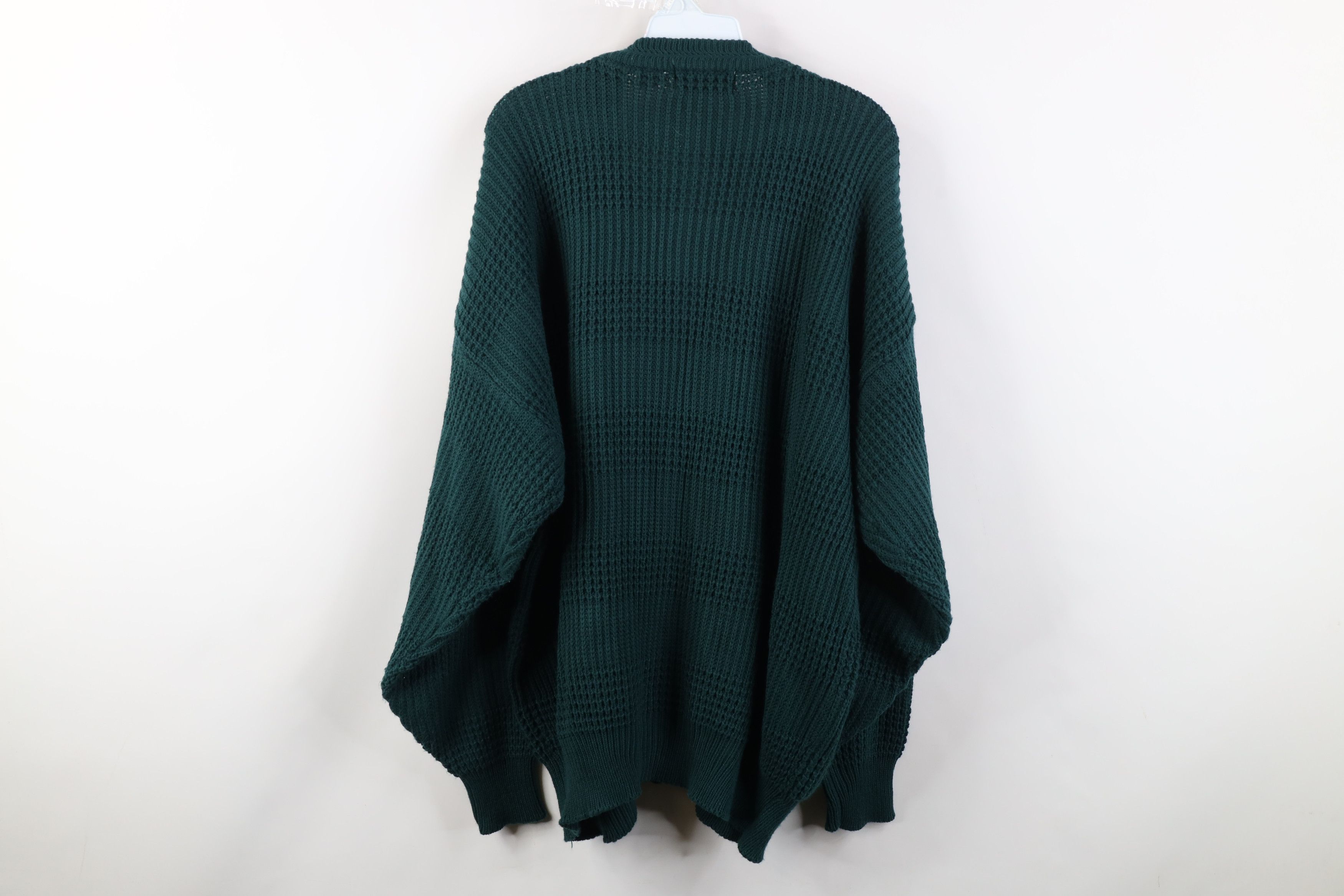 Vintage Vintage 90s Streetwear Ribbed Knit Cardigan Sweater Green Size US XL / EU 56 / 4 - 10 Thumbnail