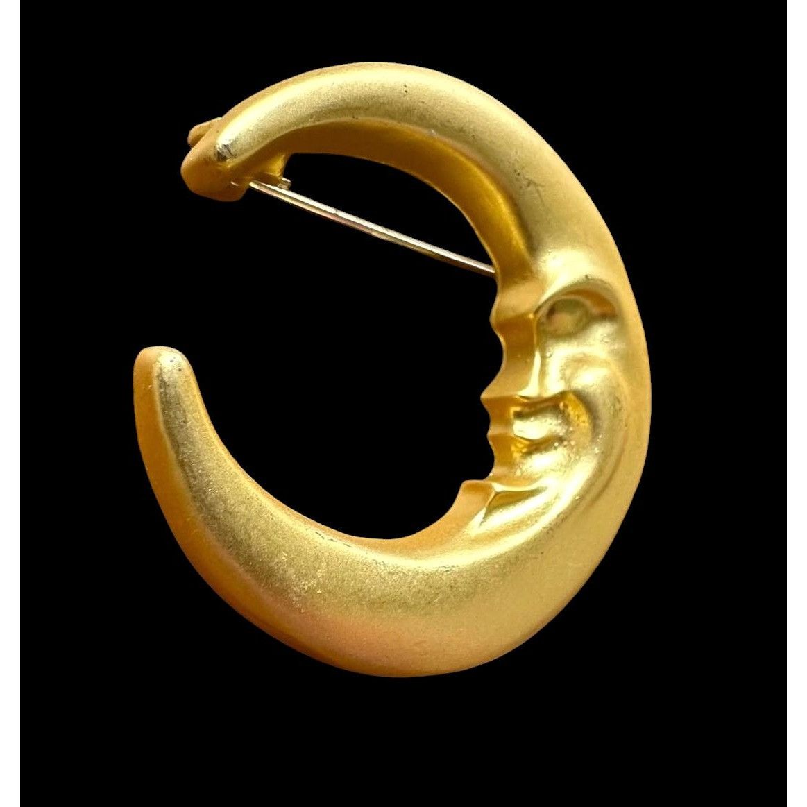 Handmade Crescent Moon Brooch Pin New Matte Gold Celestial Planet Ast Size ONE SIZE - 9 Thumbnail