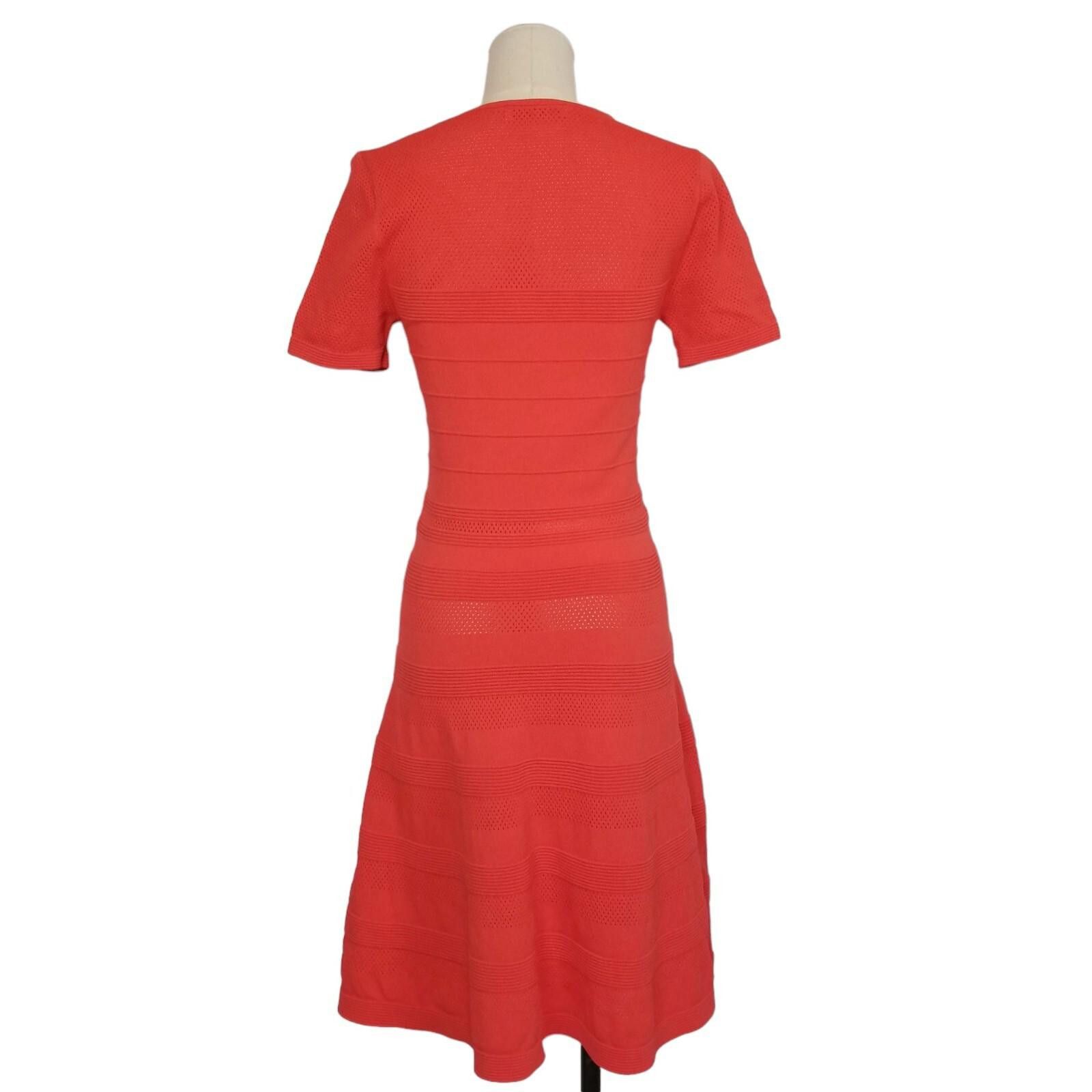 Sandro Sandro V-Neck Ribbed-Knit Dress Red 2 (US 4-6) Size S / US 4 / IT 40 - 4 Thumbnail