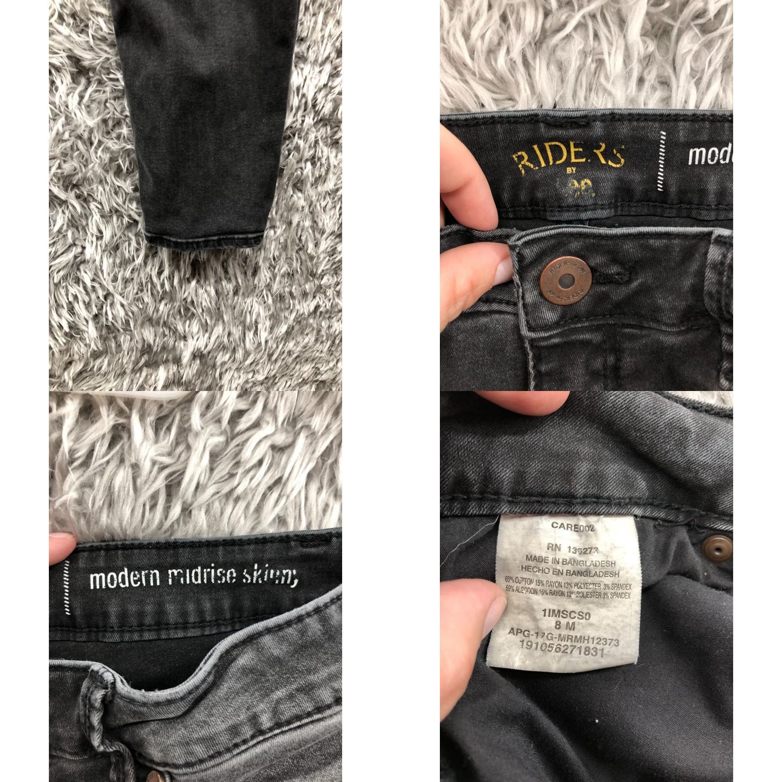 Lee Lee Riders Modern Skinny Jeans Womens Size 8 Mid Rise Black Denim 5-Pocket Style Zipper Button Belt Loops Casual Jeans Mens Womens Girls? Size 30" / US 8 / IT 44 - 8 Thumbnail