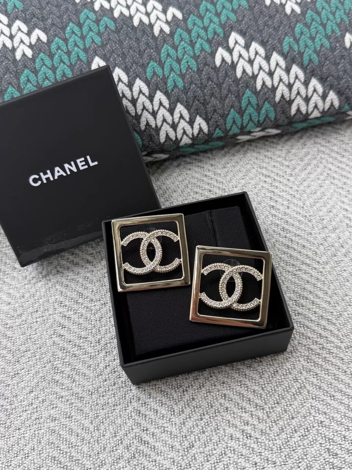 Chanel Chanel Large Square CC Logo Earrings New Size ONE SIZE - 1 Thumbnail