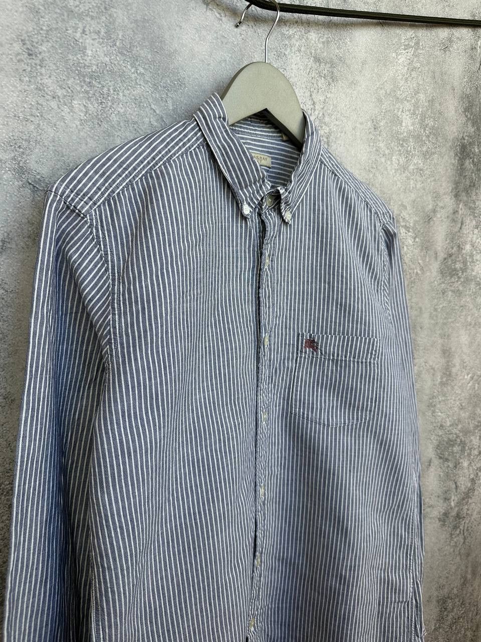 Burberry Burberry Brit Blue Striped Linen Cotton Button Down Shirt LS Size US M / EU 48-50 / 2 - 3 Thumbnail