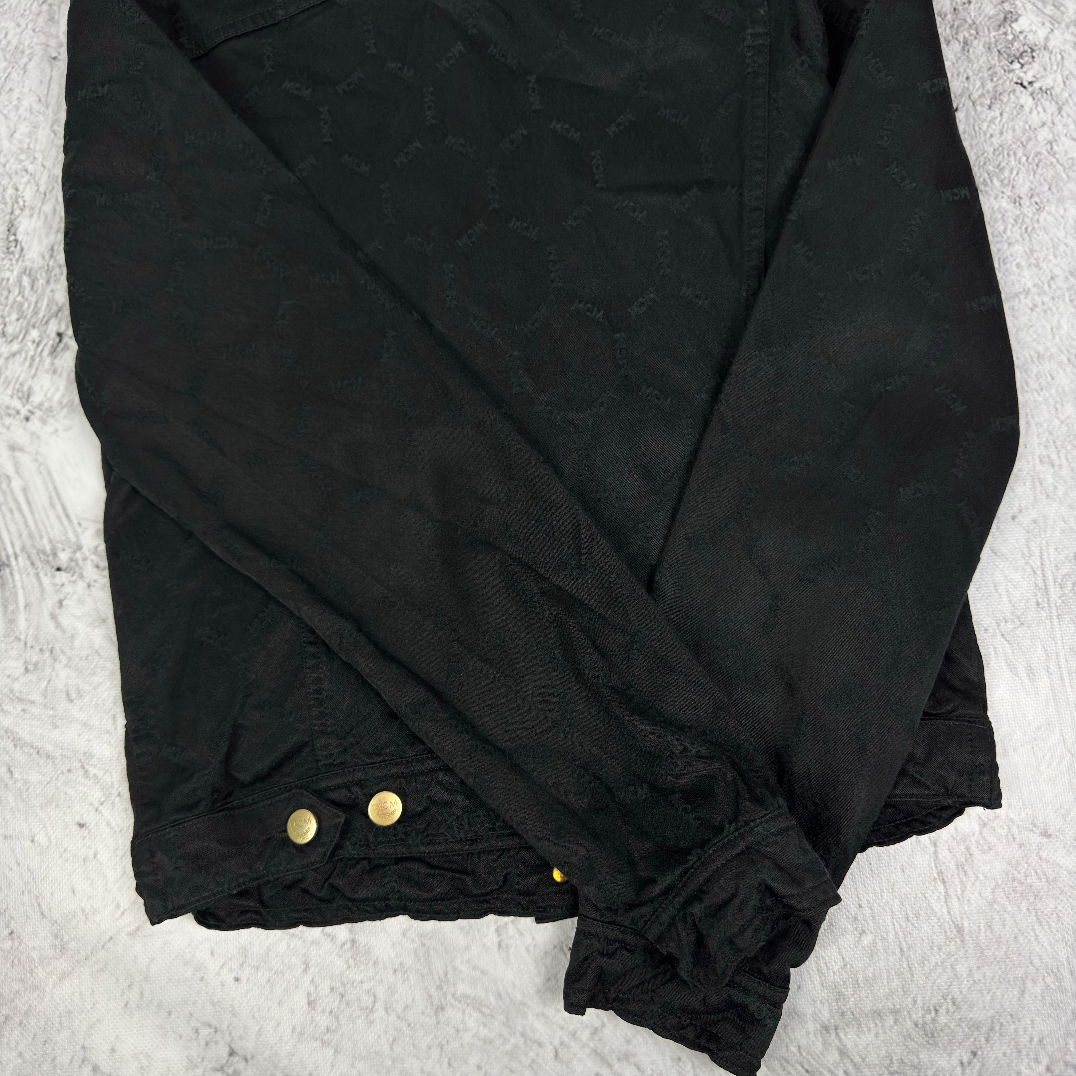 MCM Vintage MCM Men's Black Cotton Monogram Biker Moto Jacket 34 Size US M / EU 48-50 / 2 - 8 Thumbnail