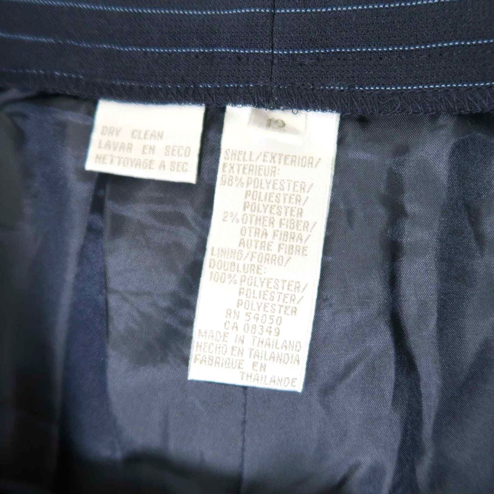 Vintage VINTAGE 90s Navy Blue Pinstripe Wide Leg Trouser Pants Women 12 Wide-Leg High Rise Polyester Dress Pants 女 Size 34" / US 12 / IT 48 - 4 Thumbnail
